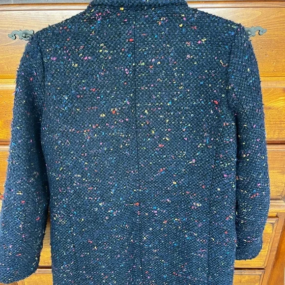 J Crew Nalya Women's Navy w/ Multicolor Tweed Coat, Size 6 - Picture 3 of 3